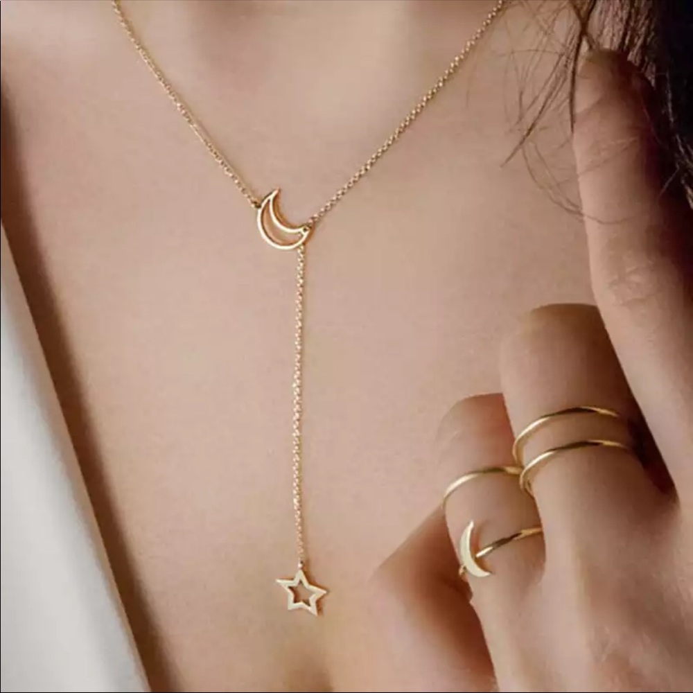 Dainty Moon and Star Steel Necklace ⭐️🌙